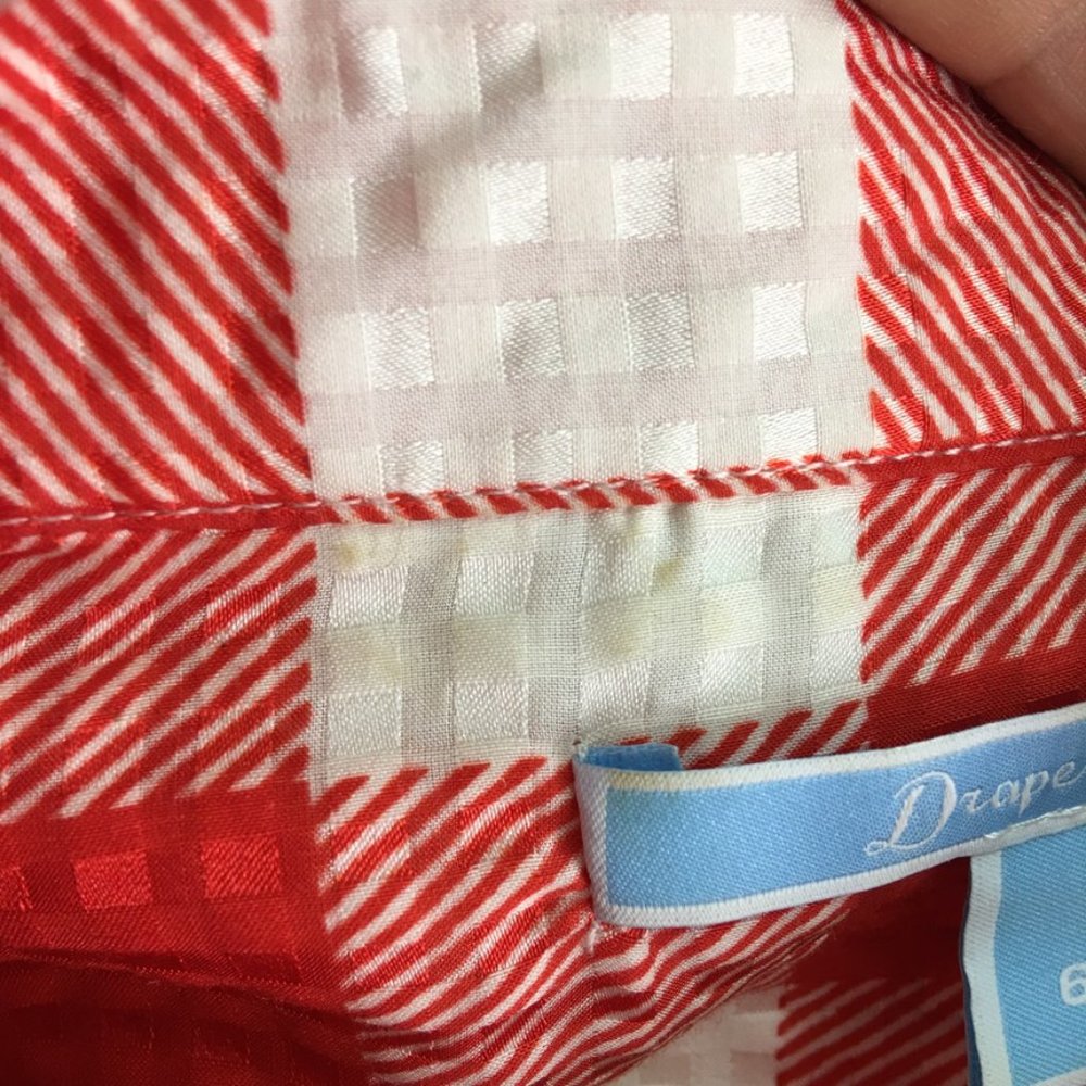 Draper James Red White Gingham Button Down Short Sleeve Dress Size 6 - Picture 14 of 16